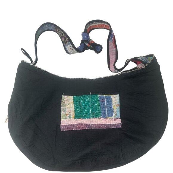 Namai Kantha Patchwork Quilted Crescent Crossbody Bag Zero Waste One of A Kind - Picture 6 of 11
